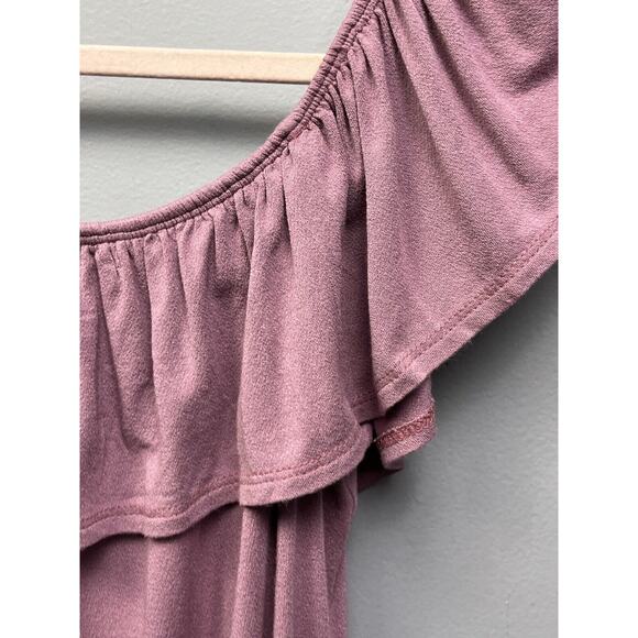 Haute Project Los Angeles Body Suit Women's Size Large Mauve Ruffle Stretch - Picture 5 of 6